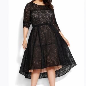 NWT - City Chic DRESS LACE LOVER FF - Black - 16 / S